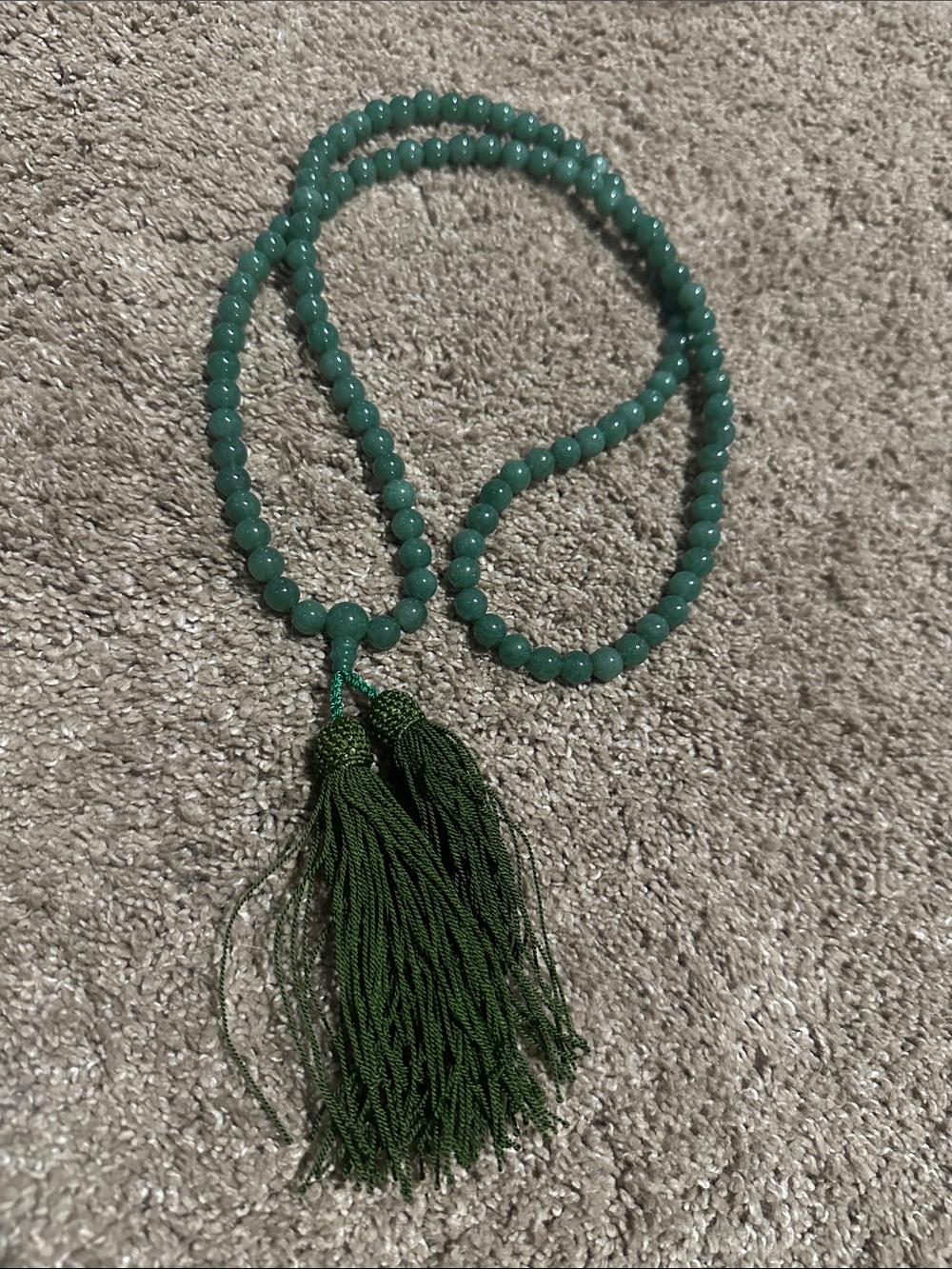 Green Genuine Jade Tassel Necklace